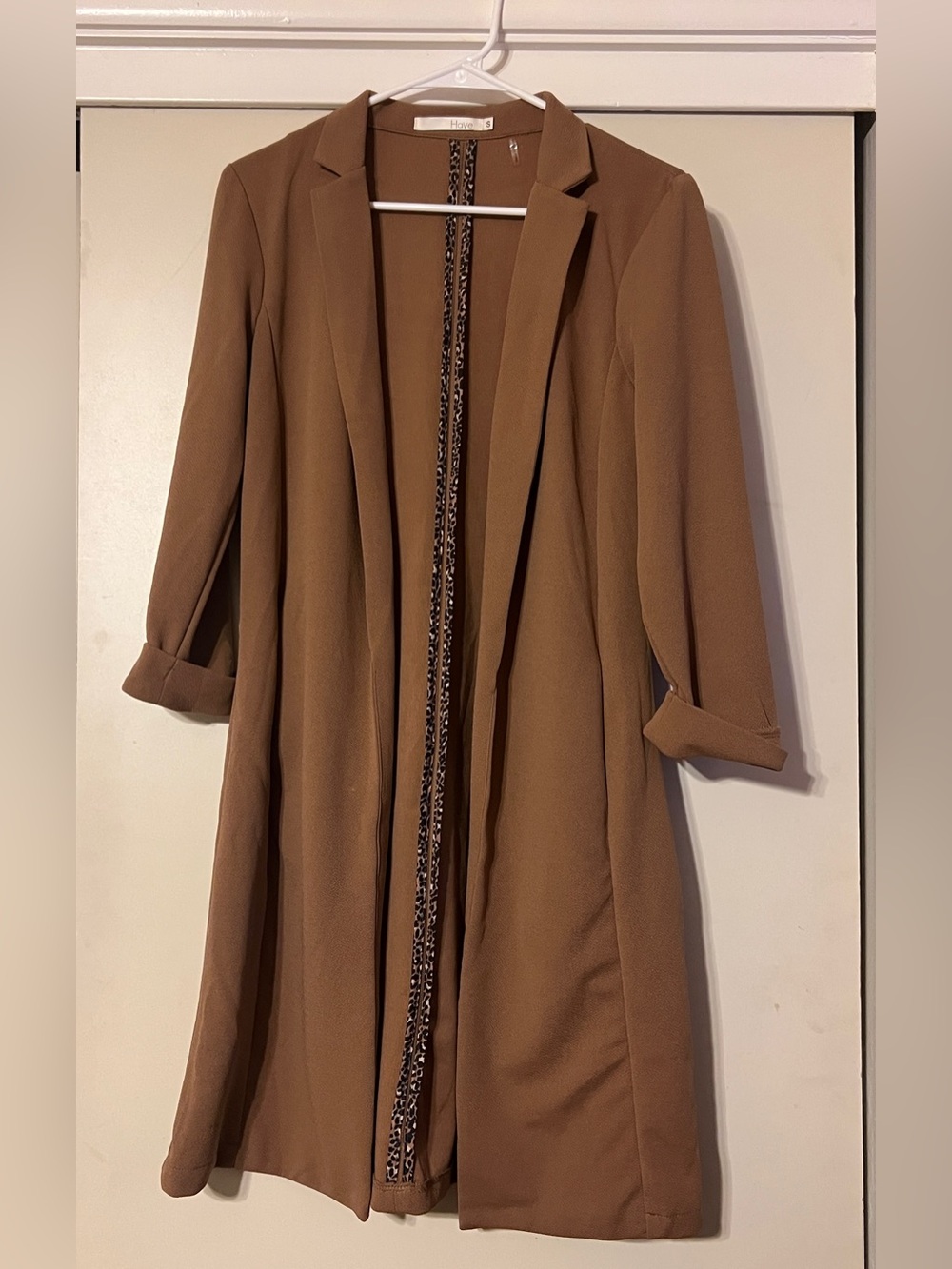 Have Brown Longline Open Blazer Coatigan